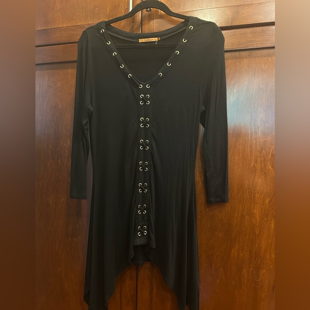 Belldini Black Asymmetrical Embellished Tunic
